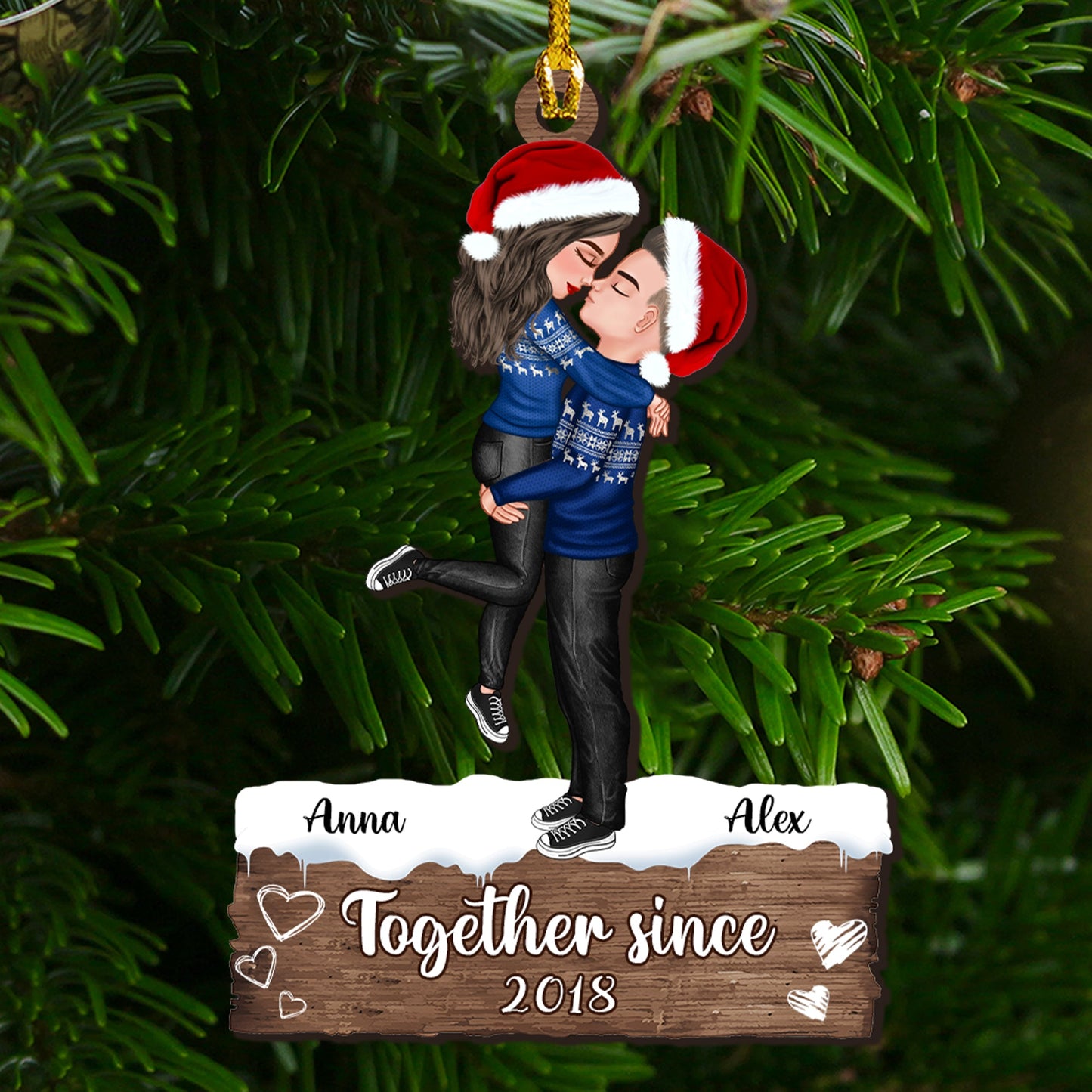 You and Me We Got This Christmas Ornament - Custom Shape Wood Ornament - 1 Layered Wood Ornament