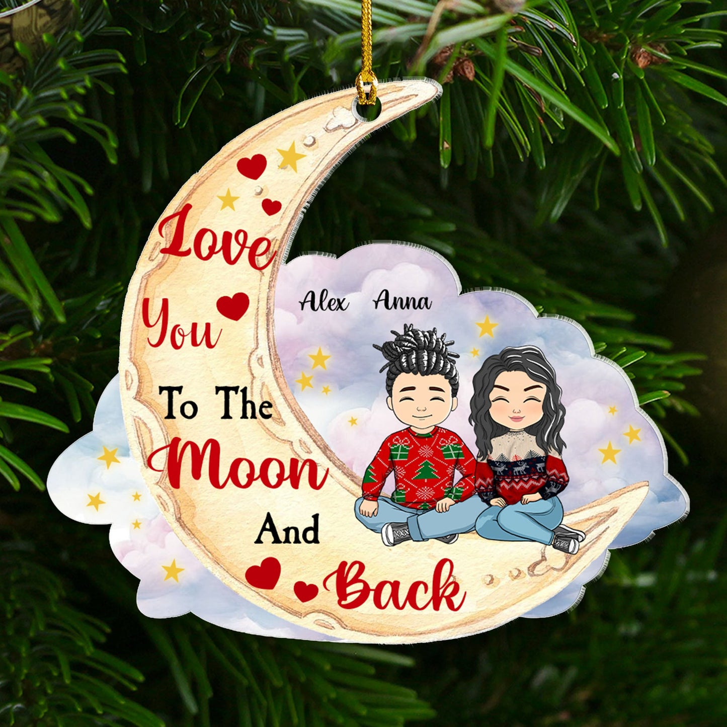 Love You To The Moon And Back - Personalized Custom Shape Acrylic Ornament