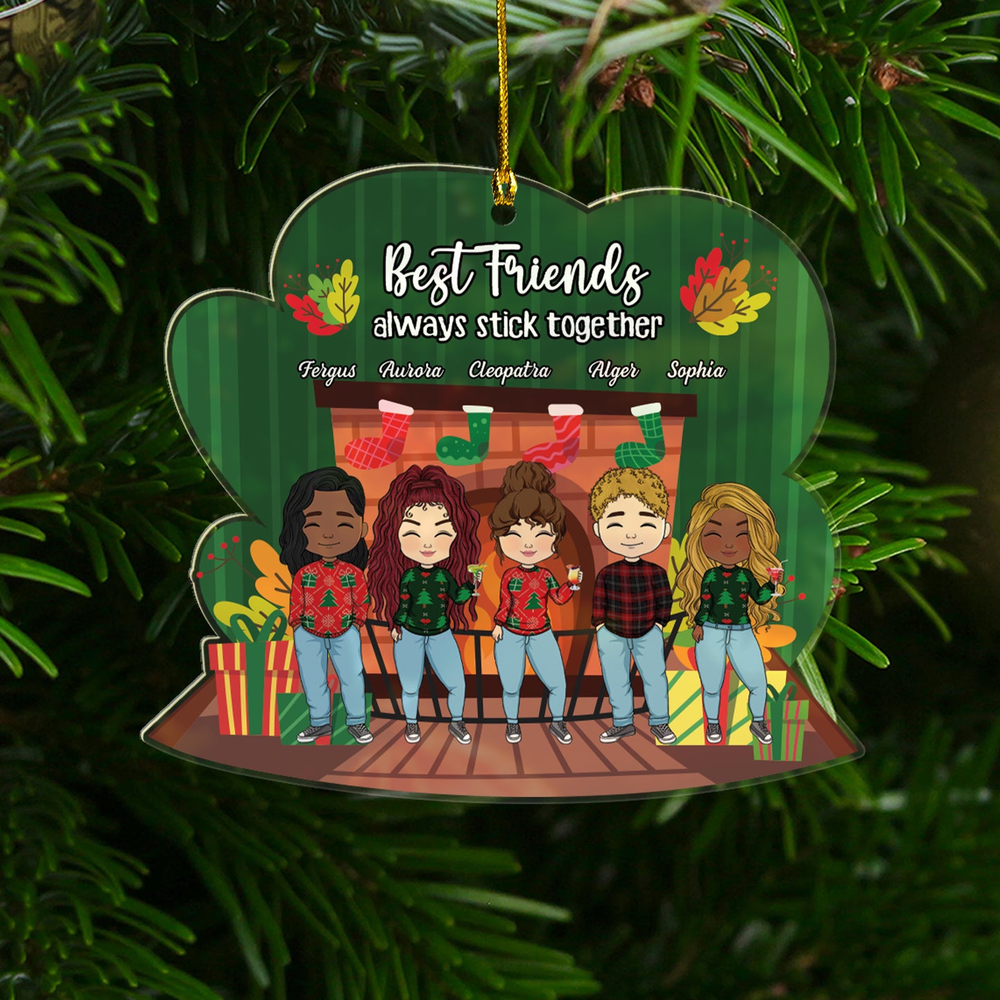 Best Friends Always Stick Together - Personalized Custom Shape Acrylic Ornament