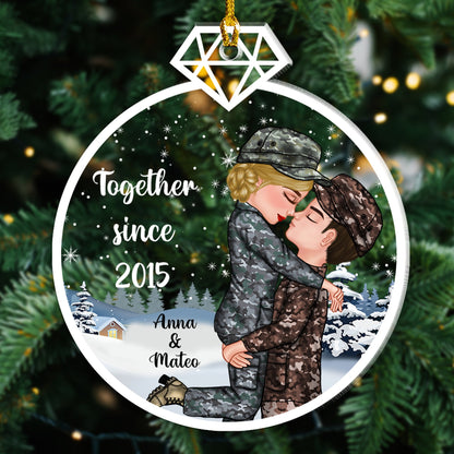 Our First Christmas Together Christmas Custom Gifts For Husband And Wife Uniform - Personalized Custom Shape Acrylic Ornament