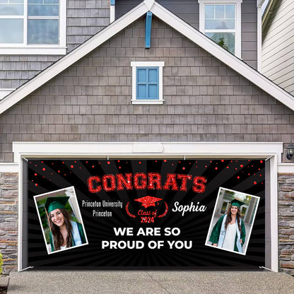 We Are So Proud Of You - Graduation Garage Door Decorations, Single Garage, Garage Door Banner Covers - Garage Door Banner Decorations