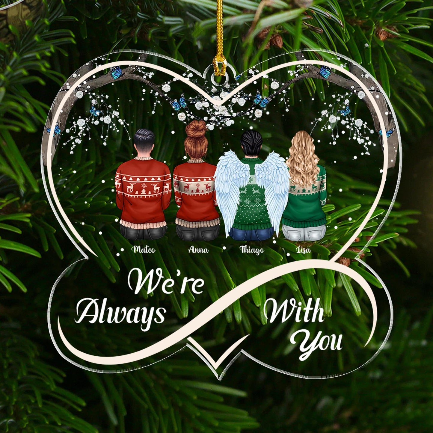 We're Always With You - Memorial Gift, Gift For Family - Personalized Custom Shape Acrylic Ornament