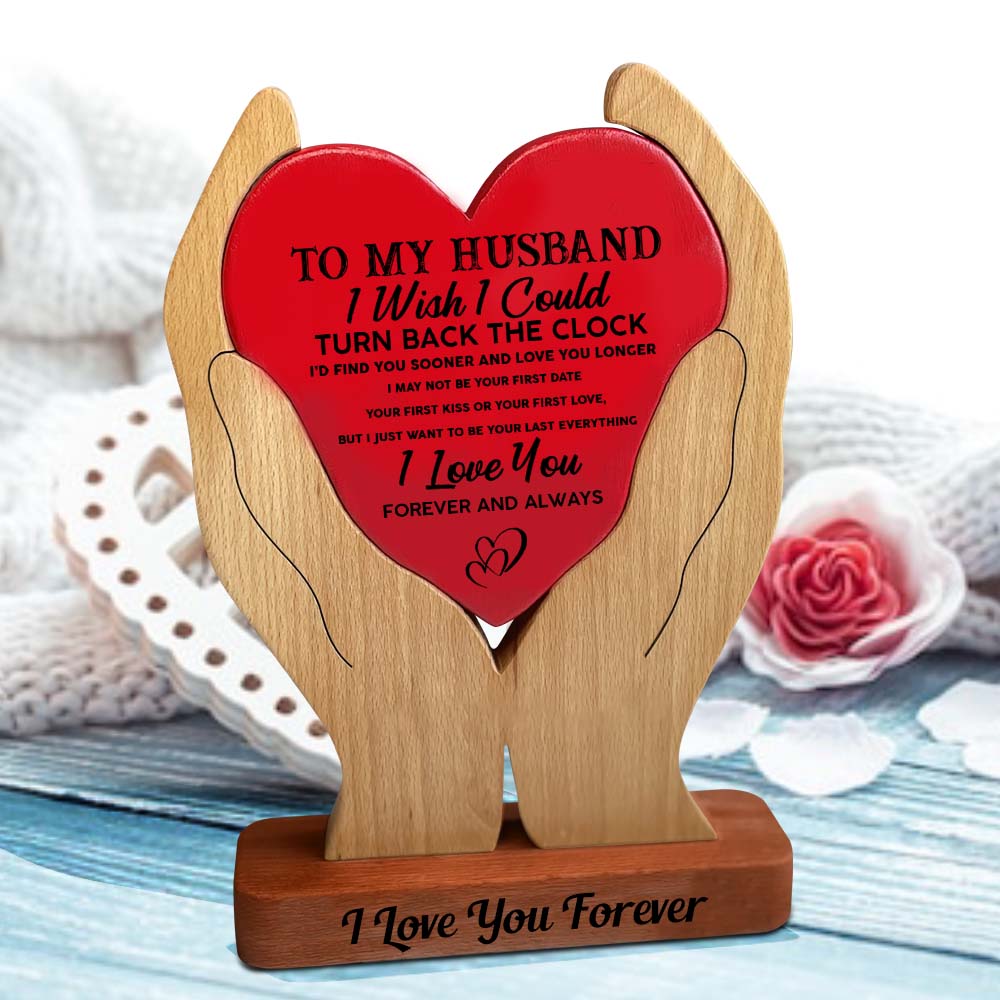 To My Husband Personalized Wooden Couple - Puzzle Wooden Family - Wooden Carvings