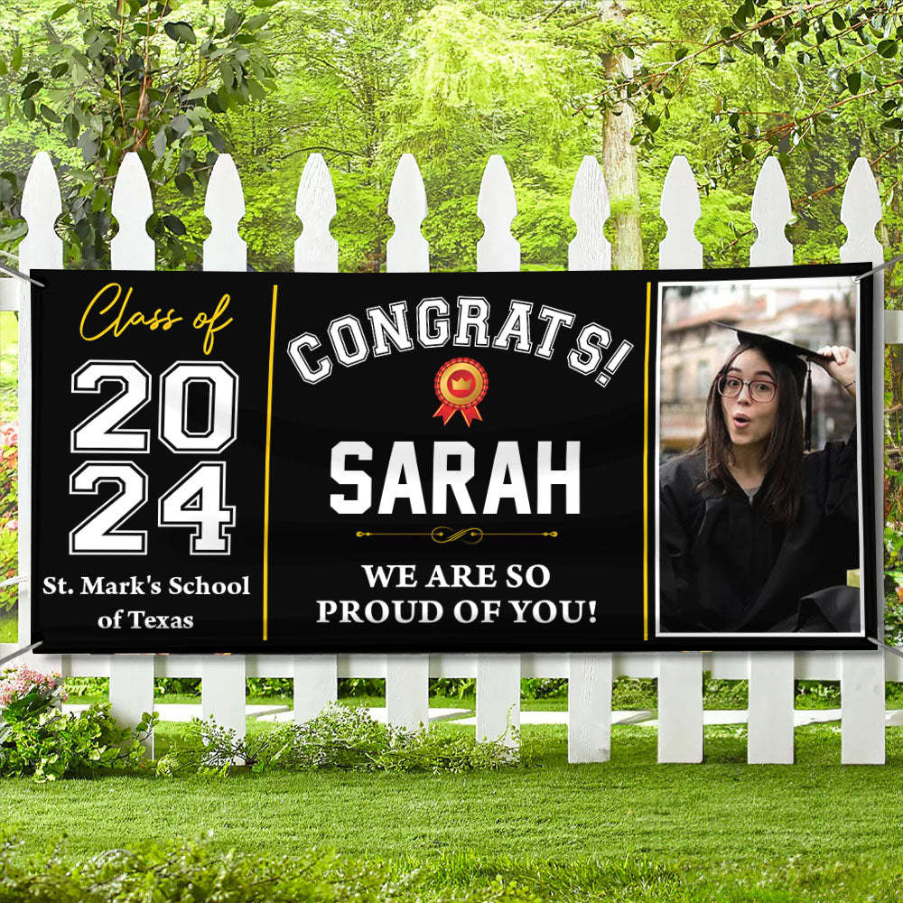 Classic Congratulations Class Of 2024 Banner - Graduation Polyester Fabric Banner - Unique Graduation Gift - Door Banner