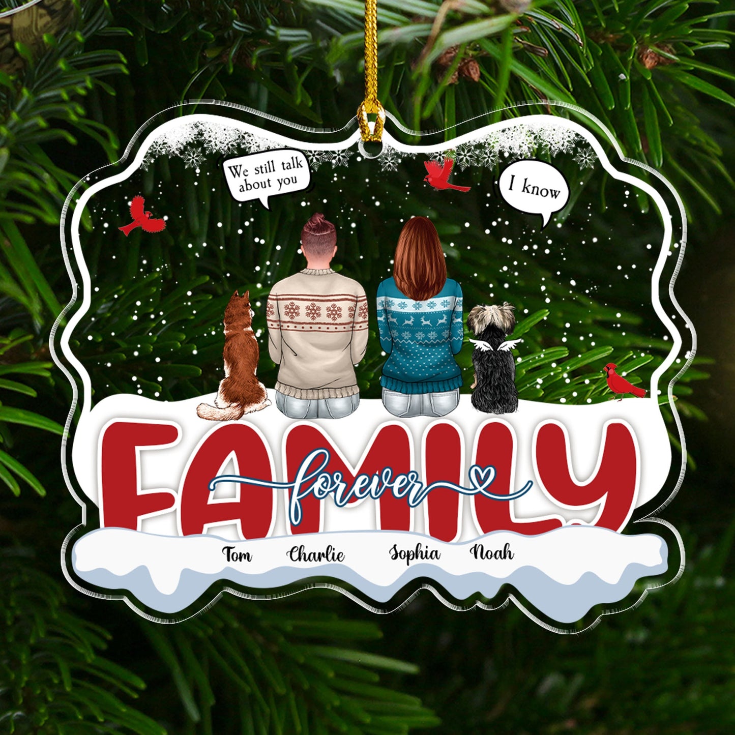 Cardinals Forever Family Gift Ideas - Personalized Custom Shape Acrylic Ornament