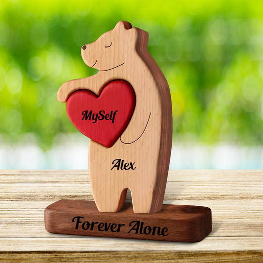 Only Wooden Bears Family, Bear Shaped Wood Puzzle with Custom Name - Gift for Mother's Day, Thanksgiving, Christmas