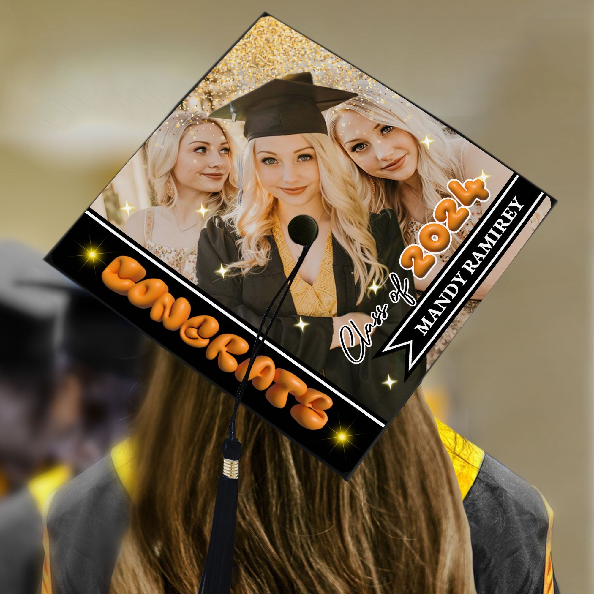 Personalized Class Of 2024 Photo Upload Grad Cap Topper - Graduation Decoration - Decorations For Grad Cap
