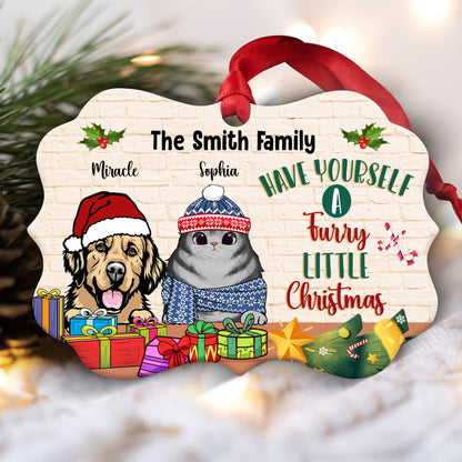 Have Yourself A Furry Little Christmas - Gift For Dog Lover, Gift For Cat Lover - Personalized Wooden Ornament, Aluminum Ornament