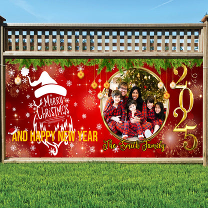 Merry Christmas and Happy New Year Garage Banner - Christmas Single Garage - Garage Door Garage Decorations