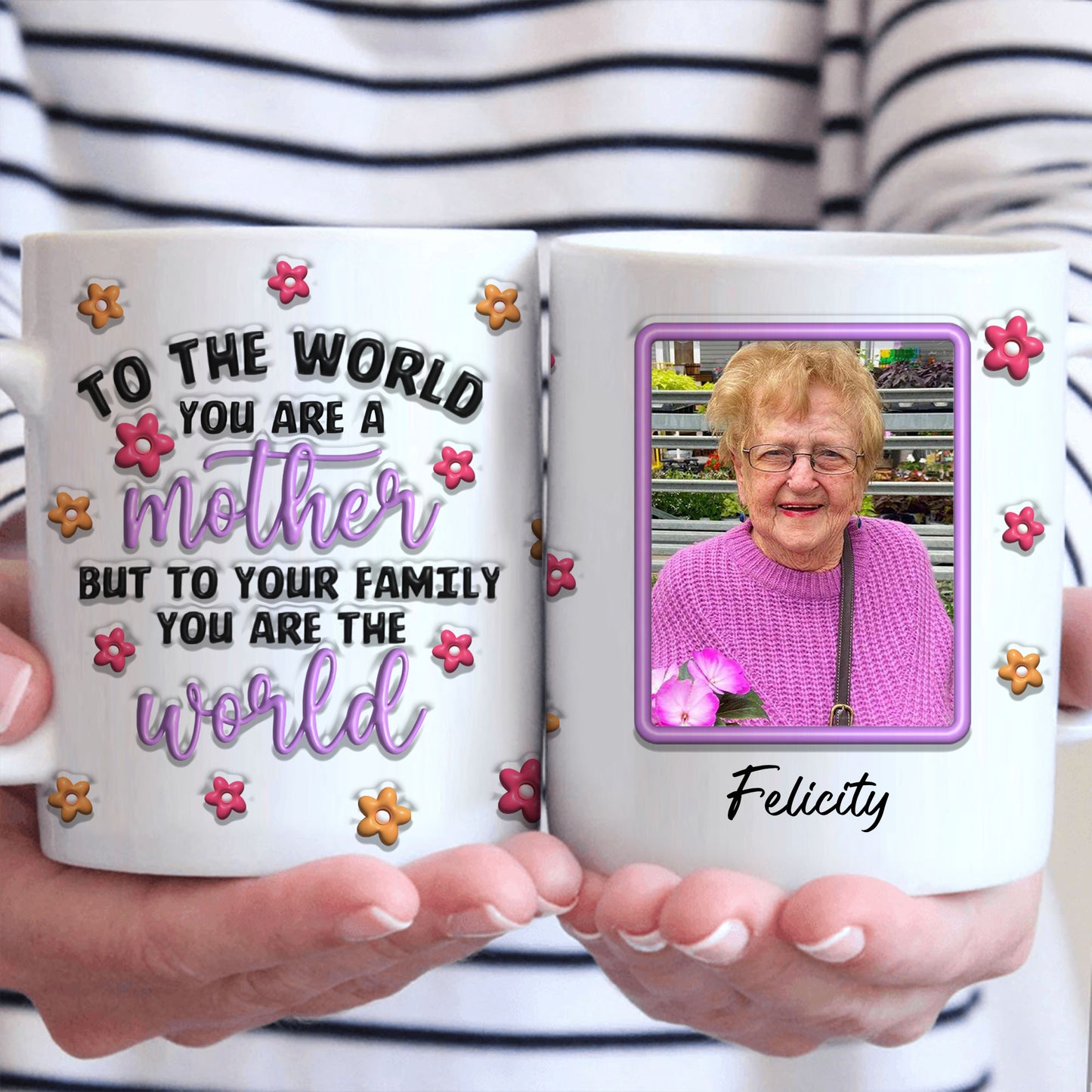 An deine Familie: „Du bist die Welt. Ich liebe dich, Mama“ – Geschenk für sie – personalisierte Tasse