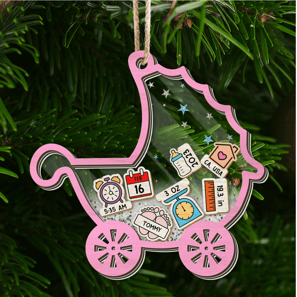 Baby Ornament Announcement Meaningful Memory Family Christmas Ornament - Custom Glitter Shaker Ornament