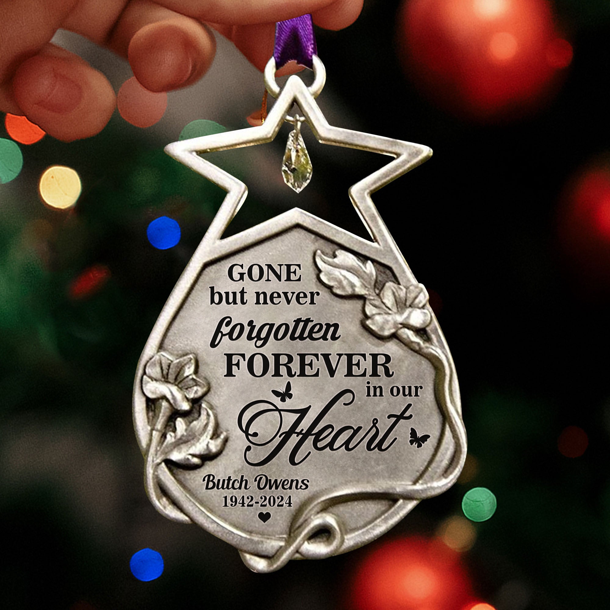 Gone But Never Gorgotten - Custom Memorial Ornament - Stainless Steel Ornament