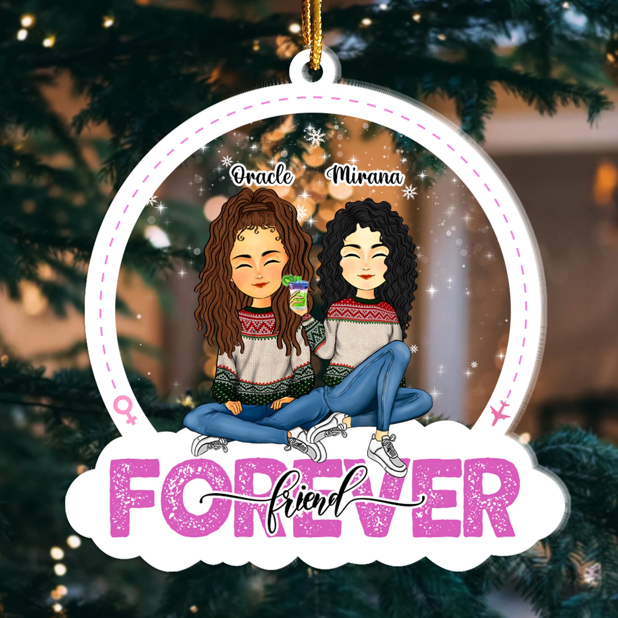 Friends Forever Personalized Acrylic Ornament - Custom Shape Acrylic Ornament