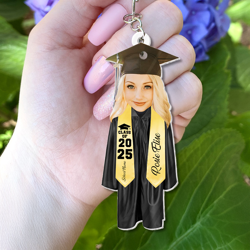 Custom Face Class of 2025 - Graduation Car Hanging - Personalized Graduation Keychain