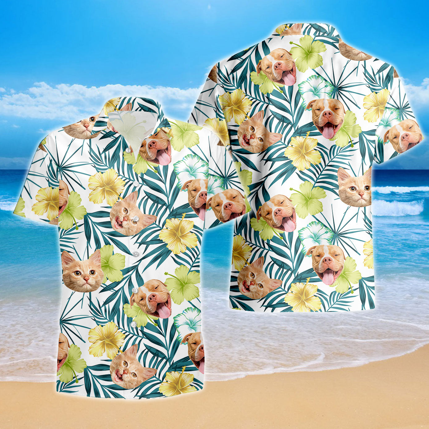 Benutzerdefinierte Hawaiian Shirt mit Gesicht für Party - Hund Hawaiian Shirt - personalisierte Hawaiian Shirt - Vatertag Shirt 