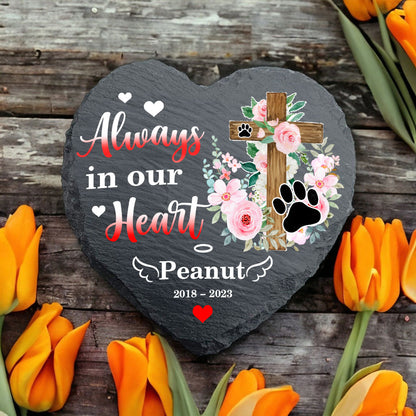 Personalized Pet Memorial Garden Stone - Personalized Pet Sympathy Gift - Gifts for Pet Memorial - Always in our Heart Memorial Garden Stone