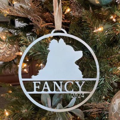 Personalized Pet Shape Metal Ornaments - Custom Dog Christmas Tree Ornaments - Stainless Steel Ornament