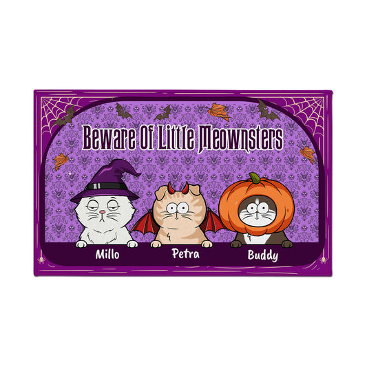 Beware Of Little Meownsters - Halloween Gift - Gift For Cat Lovers - Personalized Doormat