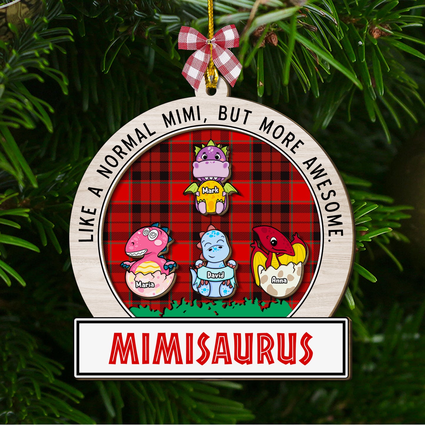 Omasaurus Kinderornament - Holzornament in individueller Form - Holzornament 2-lagig