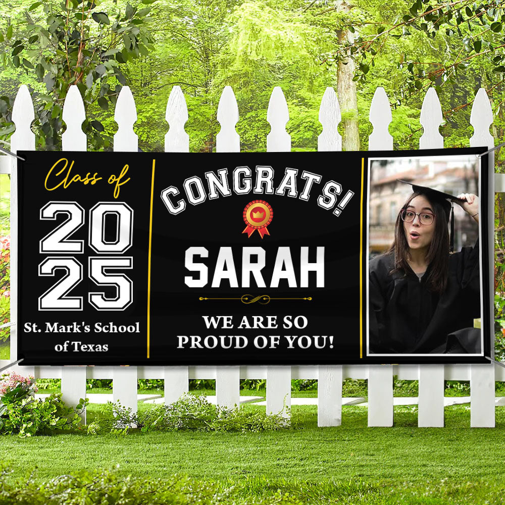 Classic Congratulations Class Of 2025 Banner - Graduation Polyester Fabric Banner - Unique Graduation Gift - Door Banner