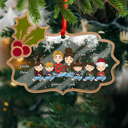 Family Together 2024 Wreath Ornament - Custom Shape Wood and Acrylic Ornament