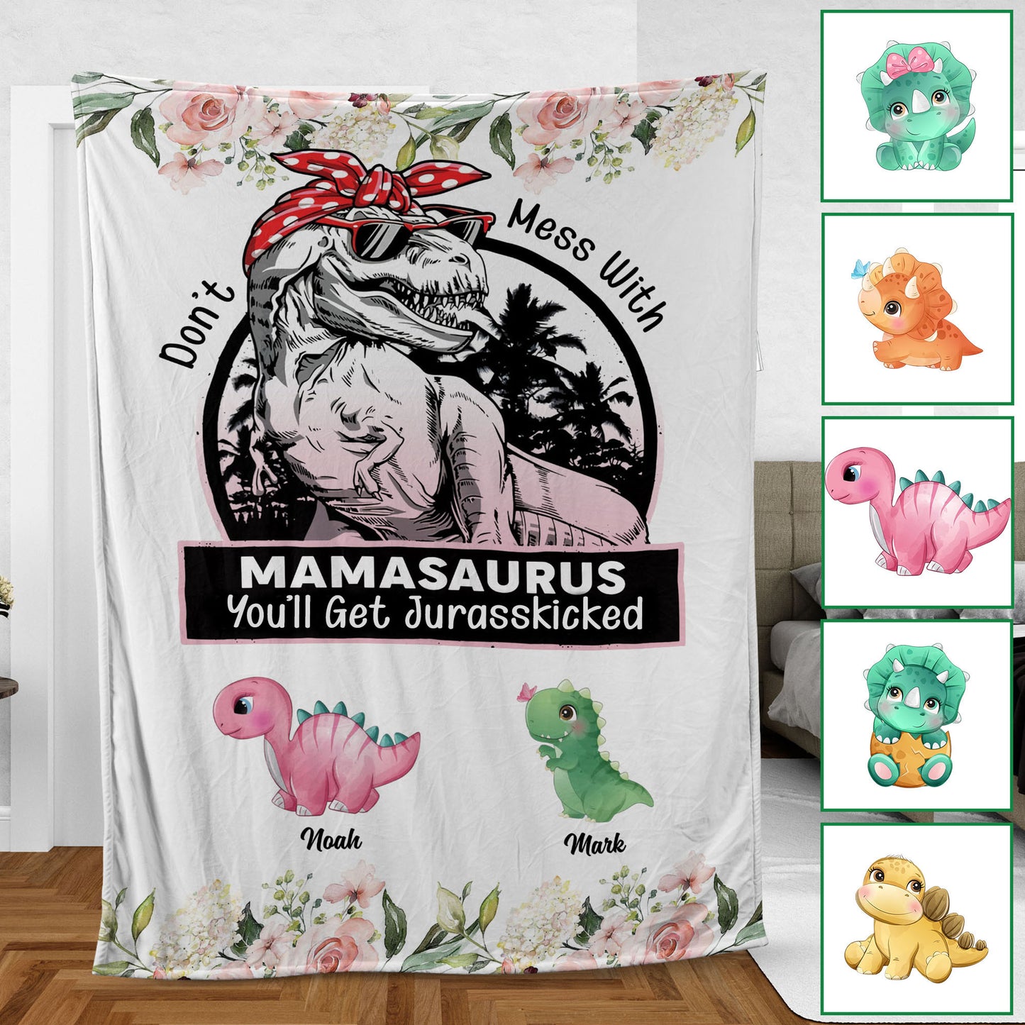 Don't Mess With Mamasaurus - Personalisierte Decke - Bestes Geschenk für Mama