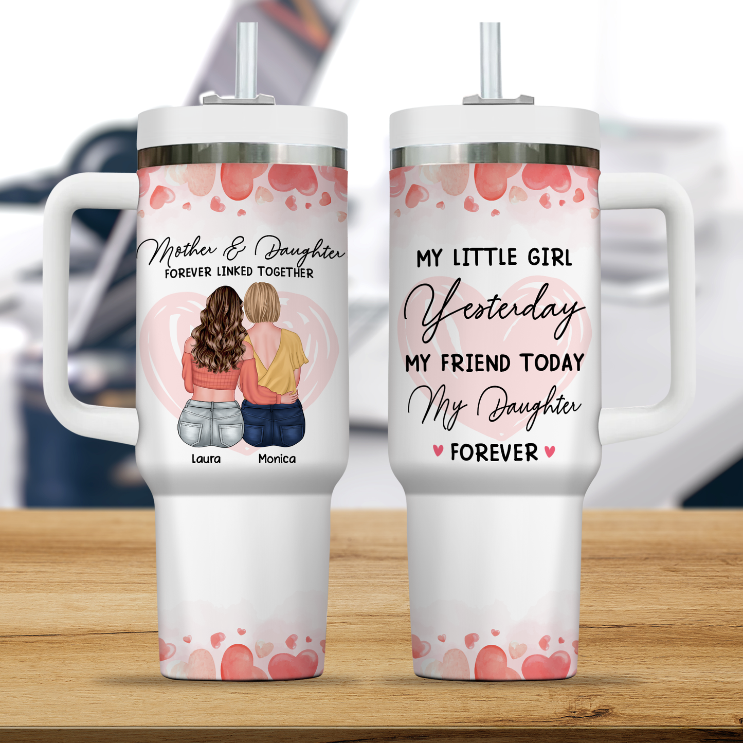 Mom And Daughter Forever Linked Together - Gift For Mom, Gift For Her - Personalized Custom Tumbler