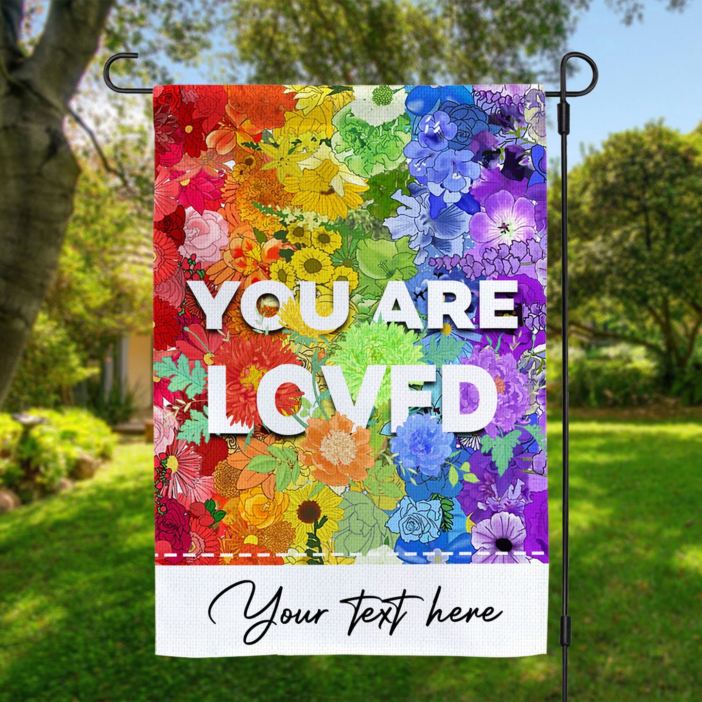 Personalized Floral Pride Flag Garden & House - LGBTQ+ Flag For Home - Beautiful Flower Pride Outdoor Garden Decor