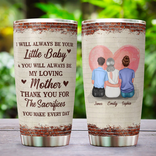 Ich werde immer dein kleines Baby sein – Geschenk für Mama, Muttertagsgeschenk, Geschenk für sie – personalisierter Becher