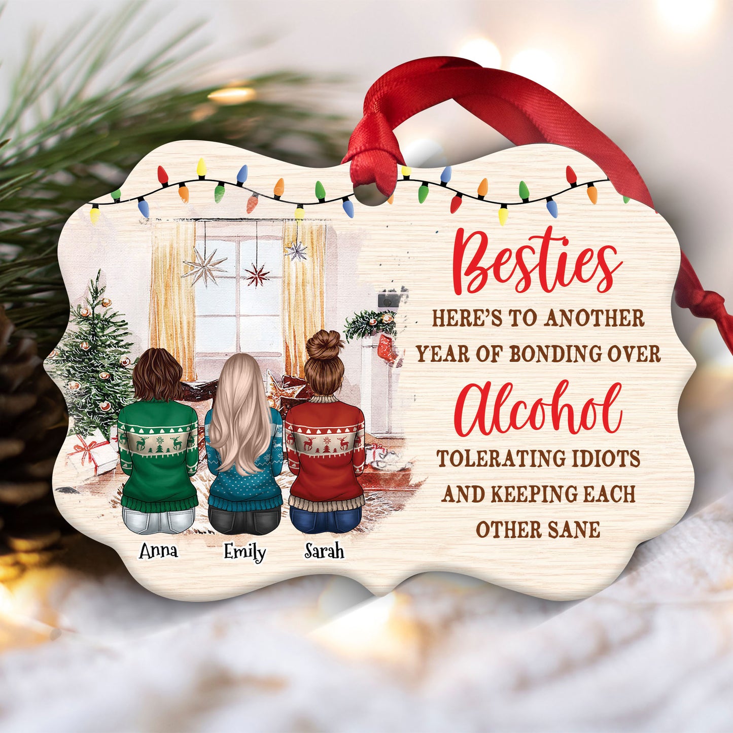 Bestie Keeping Each Other Sane - Bestie BFF Christmas Gift - Personalized Benelux Ornament