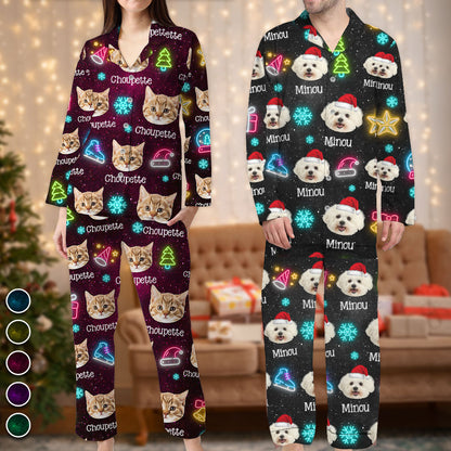 Custom Face Funny Light Up Christmas Pajamas Set - Personalized Photo Christmas Pajamas