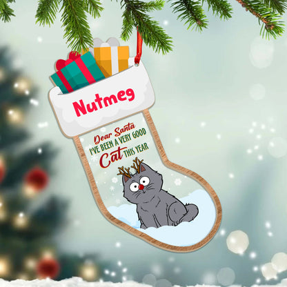 Auf der Liste der Unartigen bereue ich nichts – Weihnachtsgeschenk für Katzenliebhaber – personalisiertes 2-lagiges Mix-Ornament 