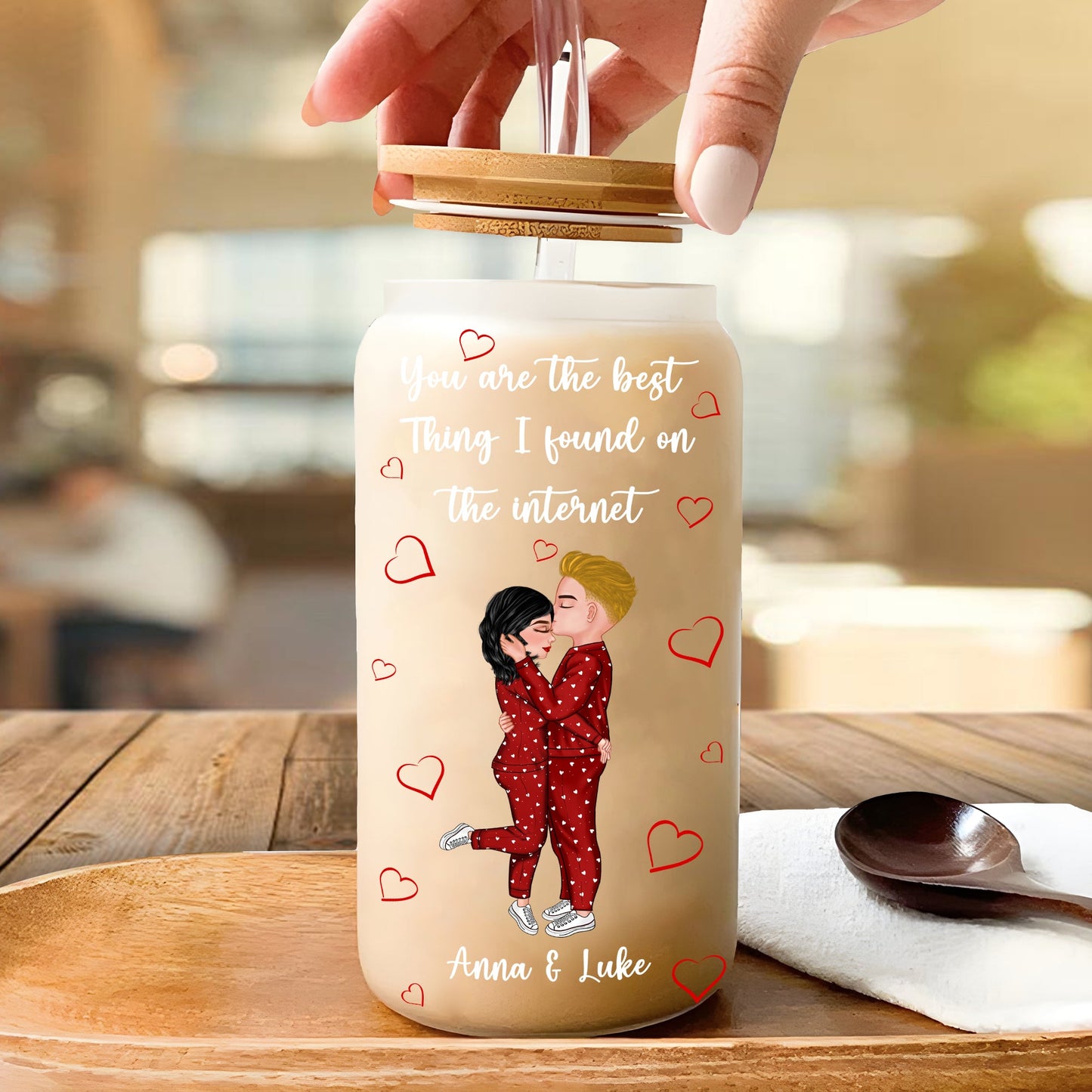 You Are The Best Thing I Found On The Interne Glass Bottle/Frosted Bottle With Lid & Straw, Pet Lover Gift - Personalized Glass Bottle