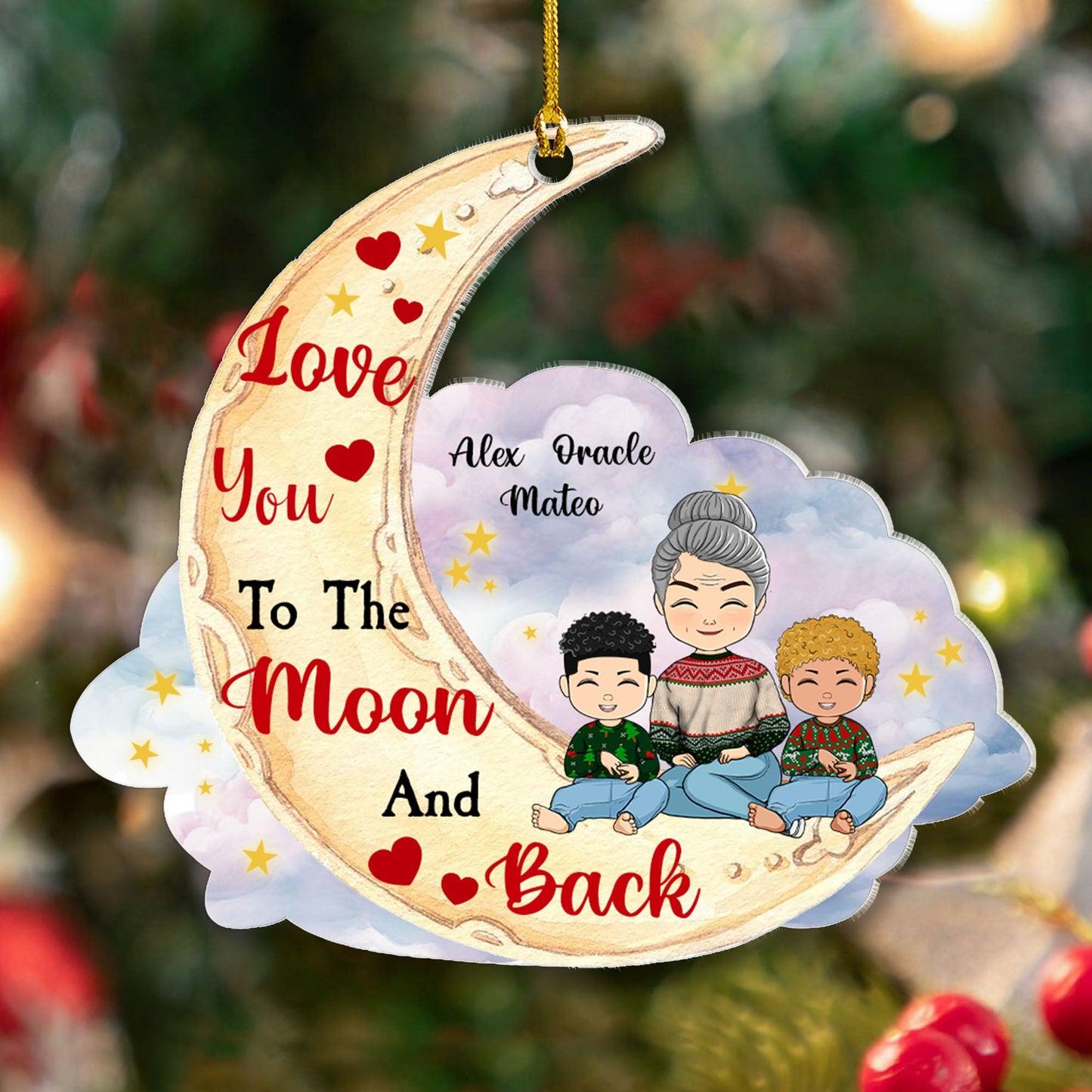 Love You To The Moon And Back - Personalized Custom Shape Acrylic Ornament