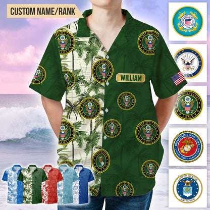 Customized Name Veteran Hawaiian Beach Shirt - US Veteran American Shirt, Veteran Gift - Tropical Hawaiian Shirt - Personalized Veteran Hawaii Shirt - Gift For Patriot