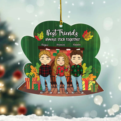 Best Friends Always Stick Together - Personalized Custom Shape Acrylic Ornament