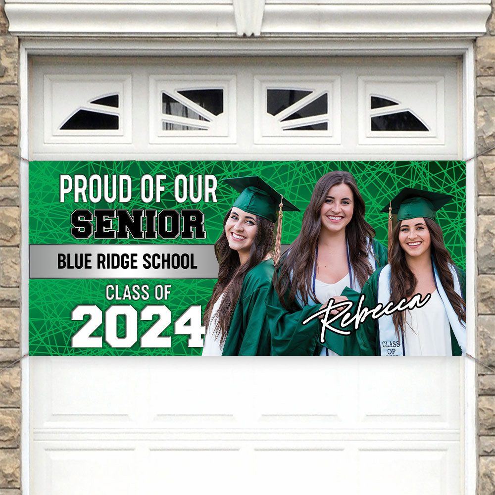 Proud Of Senior Congratulations Class Of 2024 - Graduation Garage Door Decorations, Single Garage, Garage Door Banner Covers - Garage Door Banner Decorations