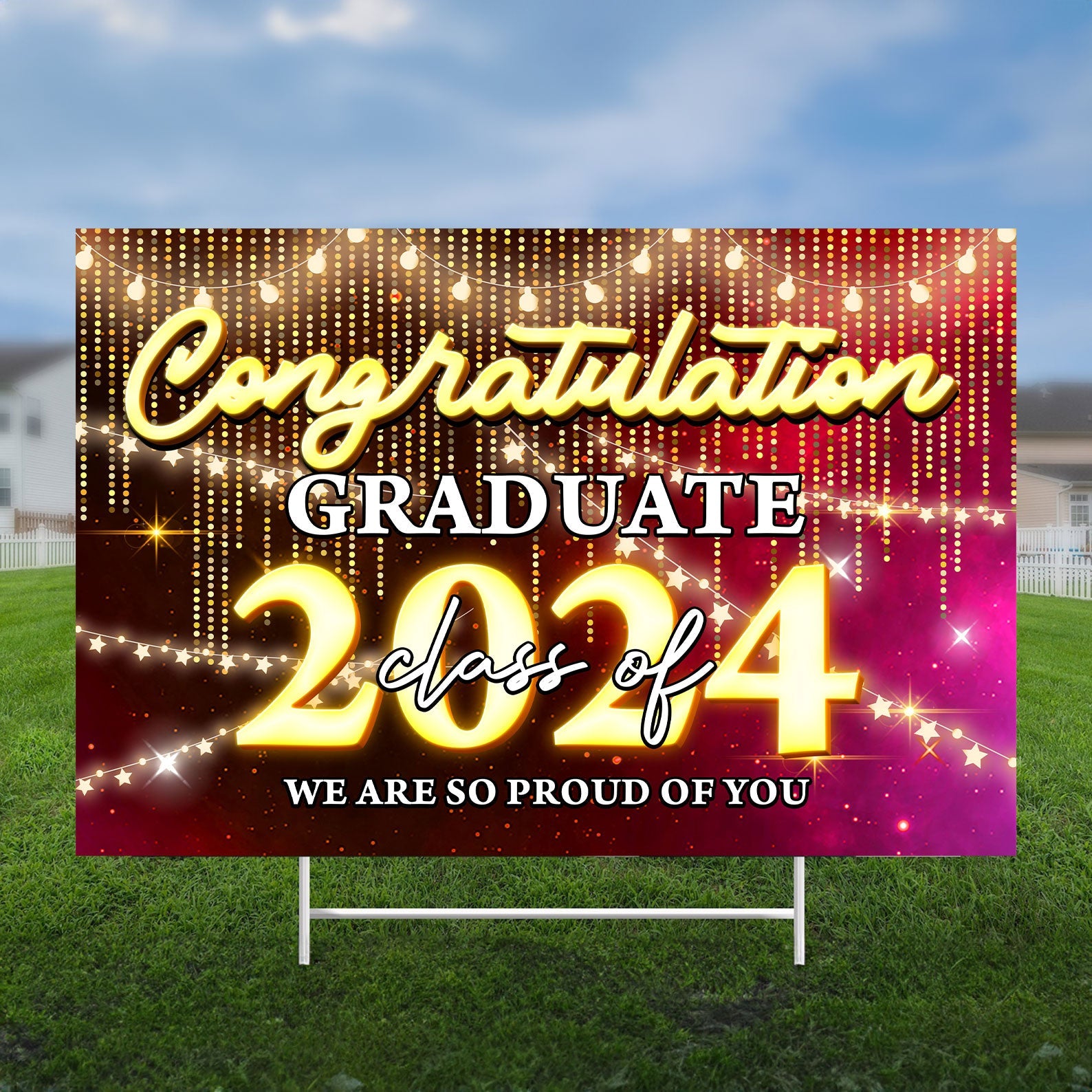 Congrats Graduation Class Of 2024 - Graduation Party Welcome Sign - Custom Photo Grad Party Sign - Personalized Graduation Decoration