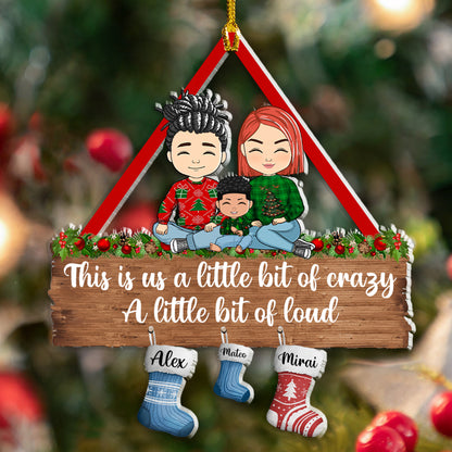 Family Together With Stock Hanging Christmas - Personalized Custom Shape Acrylic Ornament