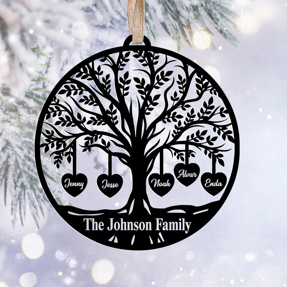 Custom Family Name Metal Ornaments - Custom Christmas Tree Ornaments - Stainless Steel Ornament