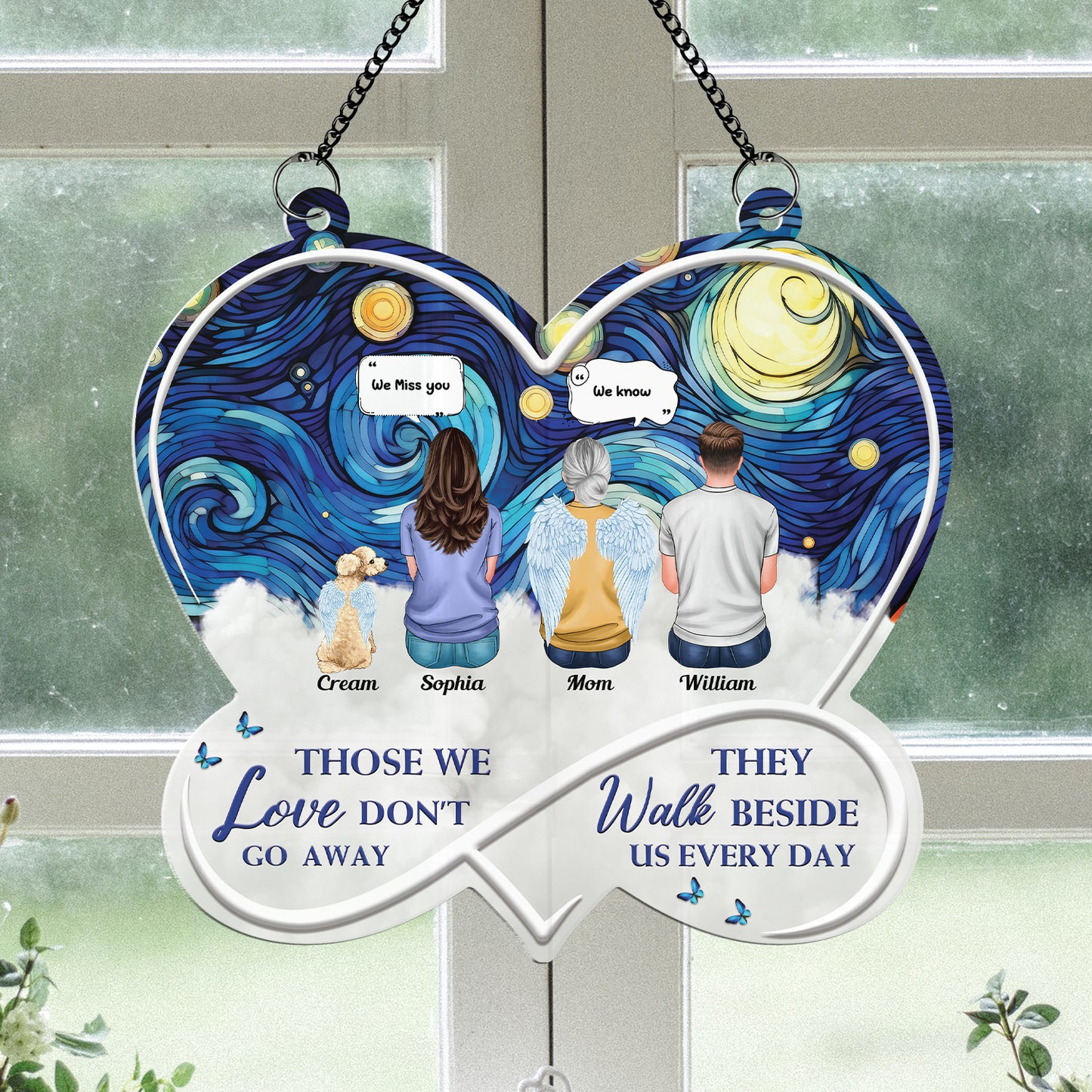 They Walk Beside Us Every Day Memorial Hanging Acrylic - Memorial Hanging Door Acrylic - Personalized Custom Shape Window Hanging Acrylic