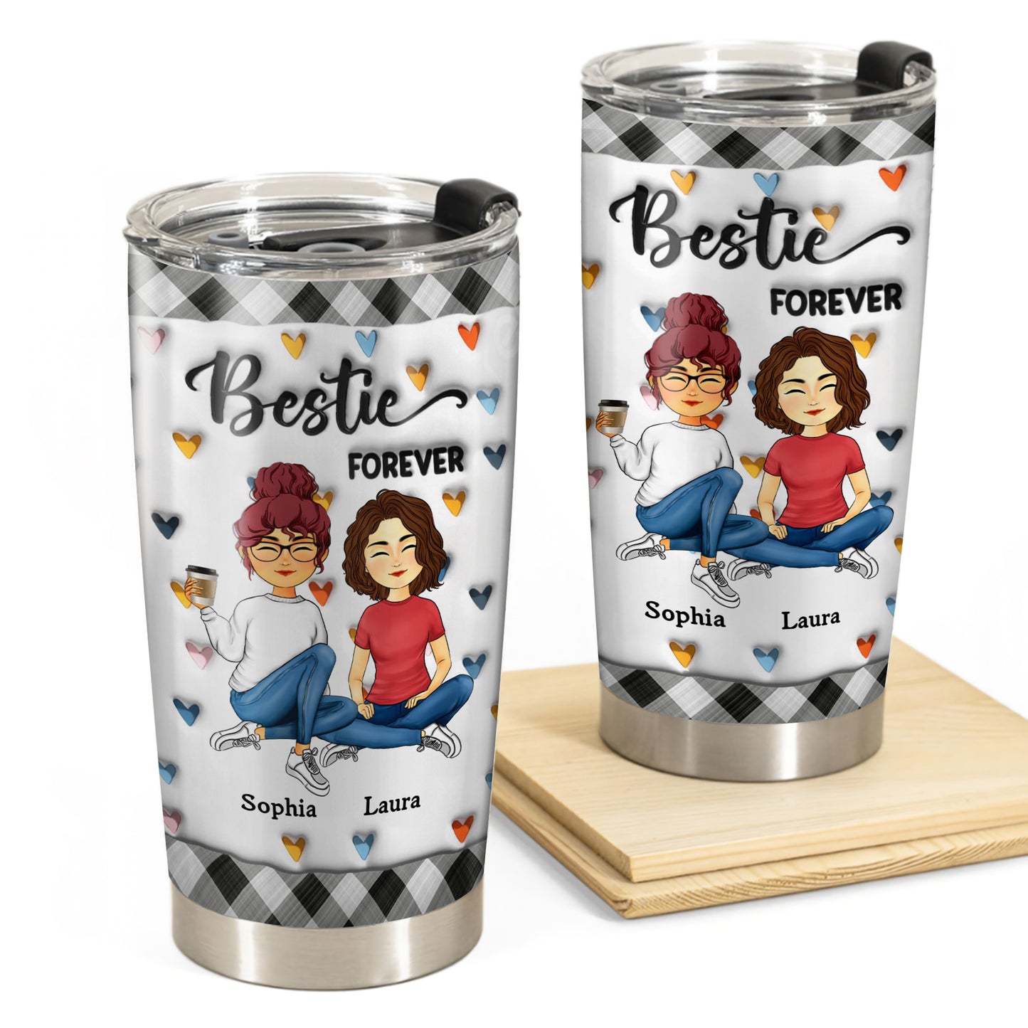 Sister Forever – Personalisierter, individueller 3D-Aufblaseffekt – Personalisierter, individueller 20-oz-Becher