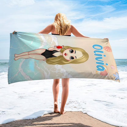 Personalized Beach Girl Summer 2023 Beach Towel, Gift For Besties, Best Friends Gift