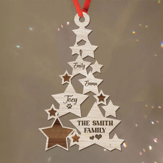 Family Star Name - Custom Shape Wood Ornament - Wood Ornament 2 Layered