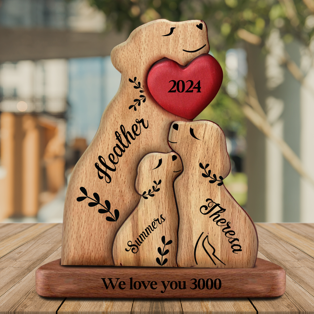 Single Lion Wooden Family - Puzzle Wooden Family - Wooden Pet Carvings