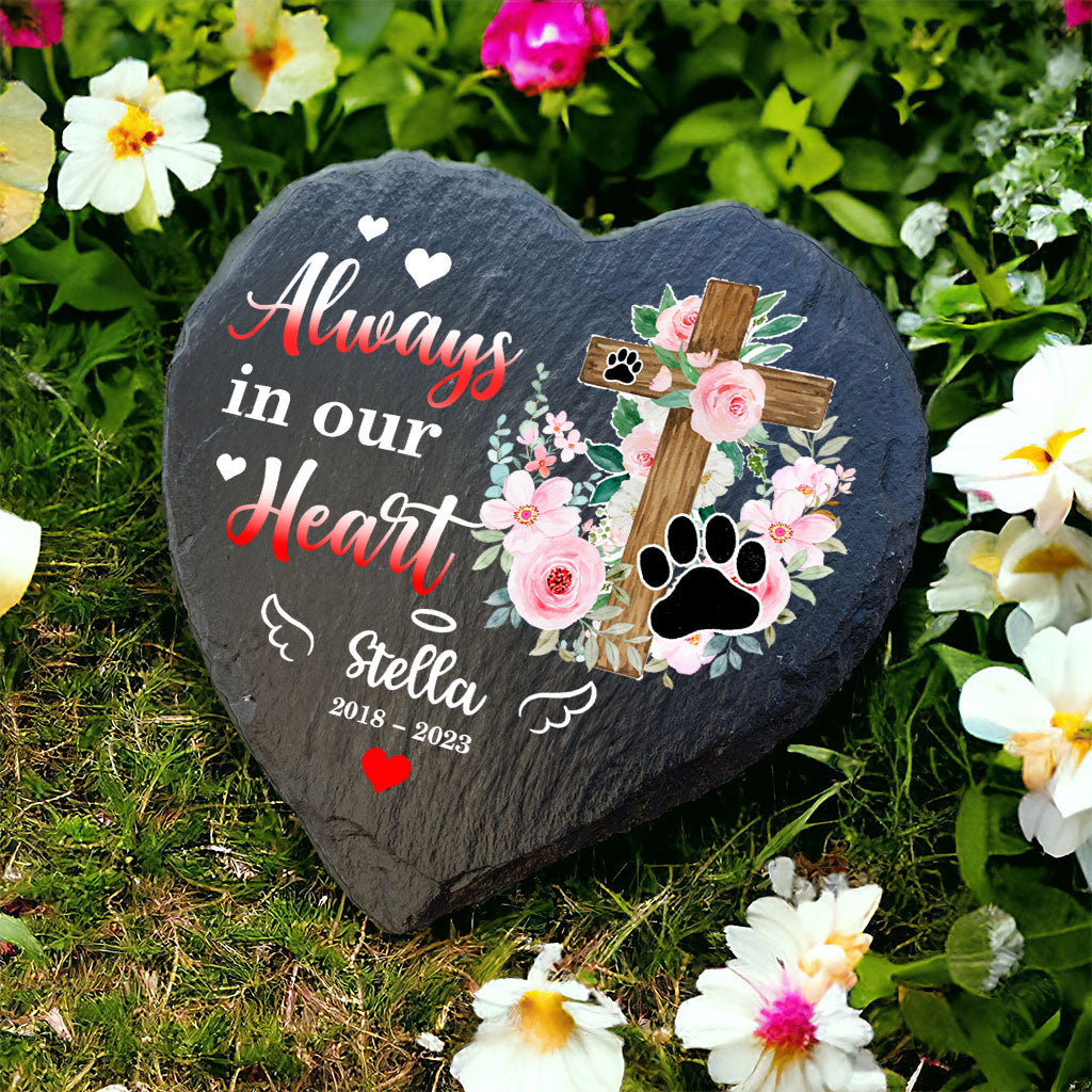 Personalized Pet Memorial Garden Stone - Personalized Pet Sympathy Gift - Gifts for Pet Memorial - Always in our Heart Memorial Garden Stone