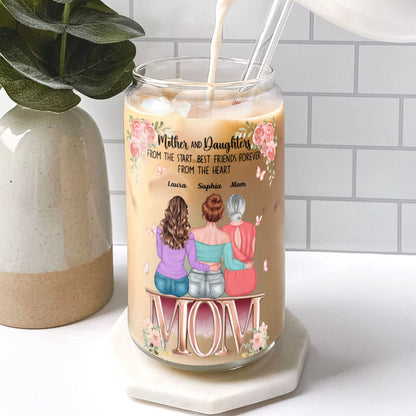 Mother and Daughter Glass Bottle/Frosted Bottle With Lid & Straw - Personalized Glass Bottle