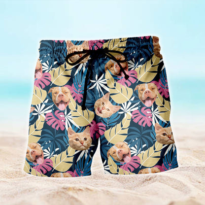 Benutzerdefinierte Hawaii-Shorts mit Gesicht für Party - Hawaii-Shorts für Hunde - Personalisiertes Hawaiihemd - Shorts zum Vatertag 