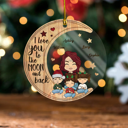 I Love You To The Moon And Back - Christmas Gift For Grandma - Personalized Circle Acrylic Ornament