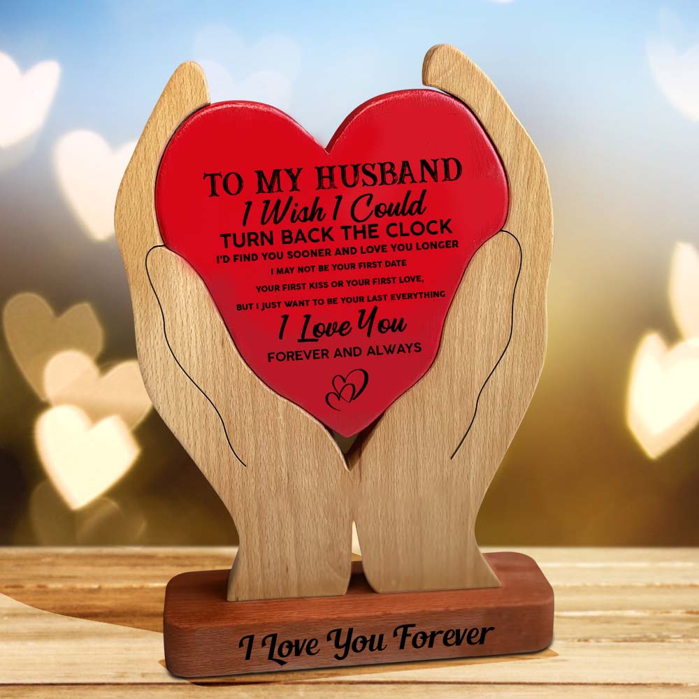 To My Husband Personalized Wooden Couple - Puzzle Wooden Family - Wooden Carvings